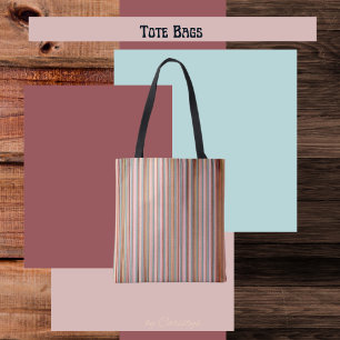 Tote Bag Rayures Classiques Turquoises, Nuances D'Argile Cl