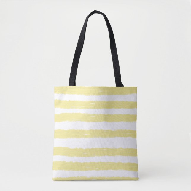 Tote Bag Rayures d'aquarelle blanche jaune soleil (Devant)