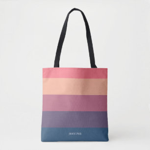 Tote Bag Rayures Modernes avec Monogramme