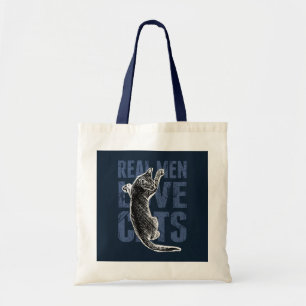 Tote Bag Real Men Love Chats sur acier bleu