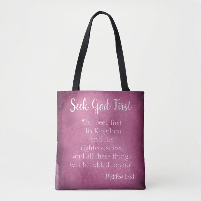 Tote Bag Rechercher Dieu Premier Parchemin Pourpre (Devant)