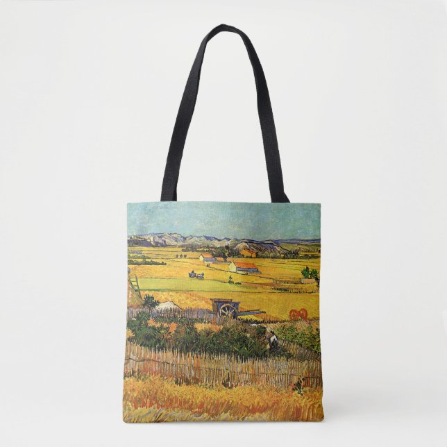 Tote Bag Récolte à La Crau, Montmajour par Vincent van Gogh (Devant)