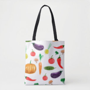 Tote Bag Récolte légumes tomate poivre carottes champignon