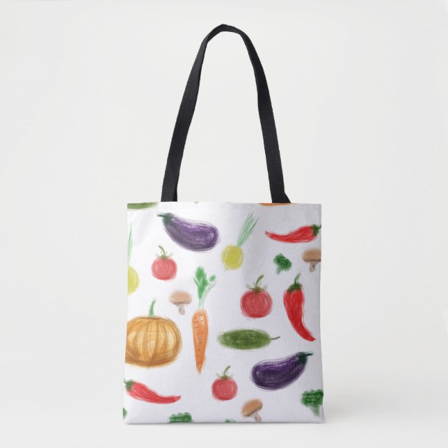 Tote Bag Récolte légumes tomate poivre carottes champignon  (Devant)