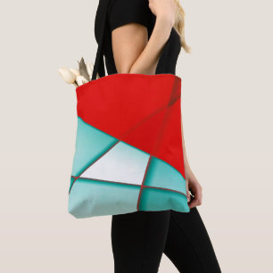Tote Bag Rectangle de trapèze de turcoise lisse sous feuill