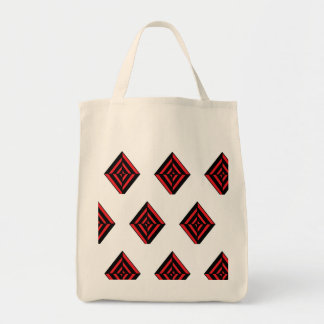 Tote Bag Red and Black Geometric Diamond Pattern Modern Tot