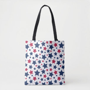 Tote Bag Red and Blue Stars - motif de drapeau américain