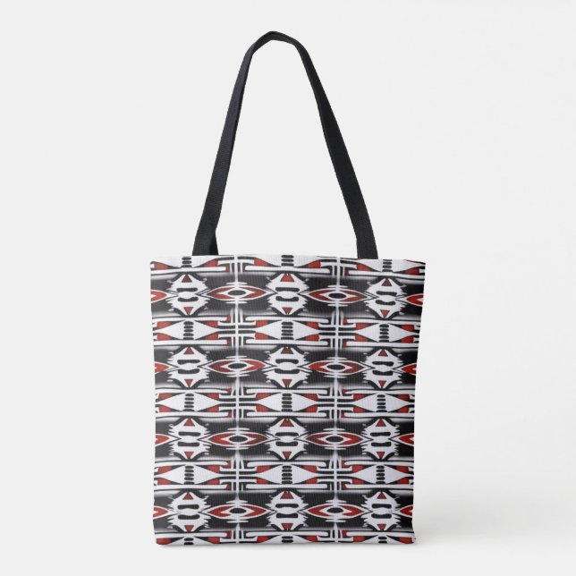 Tote Bag Red, Black & White Tribal Tapestry (Dos)