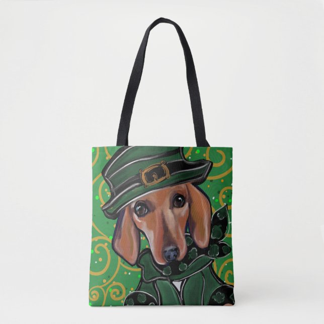 TOTE BAG RED DACHSHUND ST. PATTY (Devant)