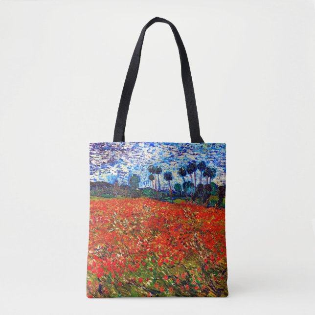 Tote Bag Red Flower Field, Van Gogh (Devant)