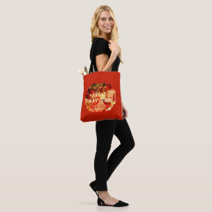 Tote Bag Red Gold Nom de famille Vintage Espagnol Feliz Nav