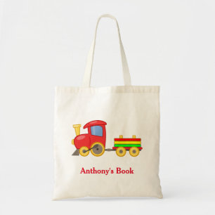 Tote Bag Red Green & Blue train enfants bibliothèque nommée
