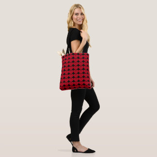 Tote Bag Red Hearts Print Love XOXO Heart Pattern
