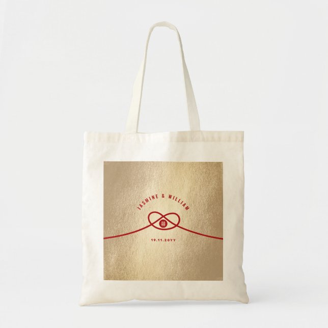 Tote Bag Red Knot Union Double Bonheur Mariage chinois (Devant)