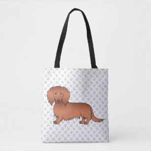 Tote Bag Red Long Cheveux Dachshund mignonette Cartoon Chie