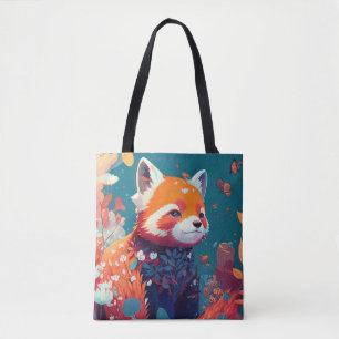 Tote Bag Red Panda Animal Portrait Peinture Forêt faunique