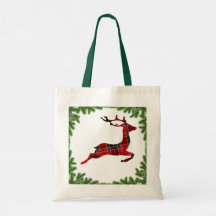 Red Plaid Reindeer Fête de Noël colorée