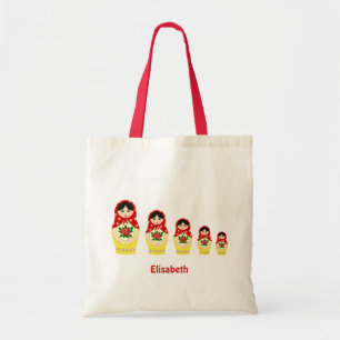 Tote Bag Red russian matryoshka nesting dolls