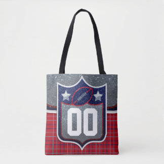 Tote Bag Red White and Blue School Football Jersey