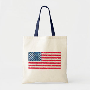 Tote Bag Red White Blue Glitter Patriotic American USA Flag