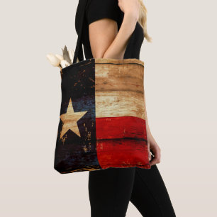 Tote Bag Regard grunge du Texas de drapeau en bois rustique