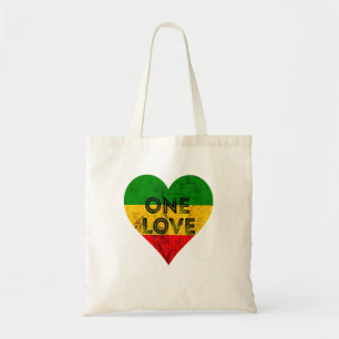 Tote Bag Reggae Heart One Love Rasta Reggae Music Rastafari