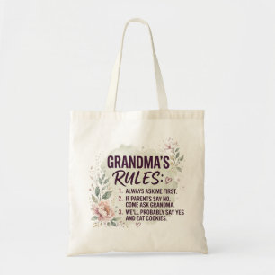 Tote Bag Règles de grand-mère drôle Fleurs aquarelles Famil