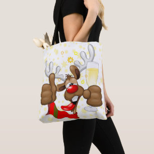 Tote Bag Reindeer Drunk Funny Caractère de Noël