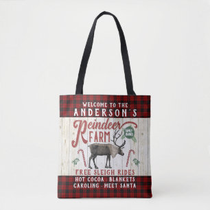 Tote Bag Reindeer Farm Russe Vintage Farmhouse Nom personna