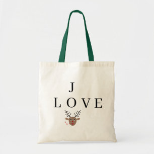 Tote Bag Reindeer Love Joy Kisses Festive Noël