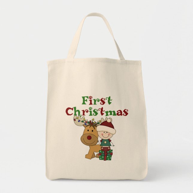 Tote Bag Reindeer Premiers T-shirts et cadeaux de Noël (Devant)