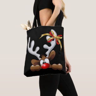 Tote Bag Reindeer Puzzled drôle Caractère de Noël