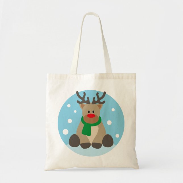 Tote Bag Reindeer Rudolph Noël hiver décembre (Devant)