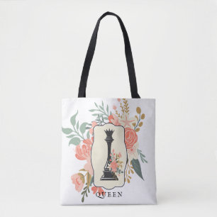 Tote Bag Reine   Amoureux des échecs   Échecs floraux
