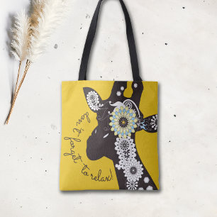 Tote Bag Relax - Girafe drôle funky jaune