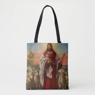 Tote Bag Religion vintage, Christ le bon berger troupeau
