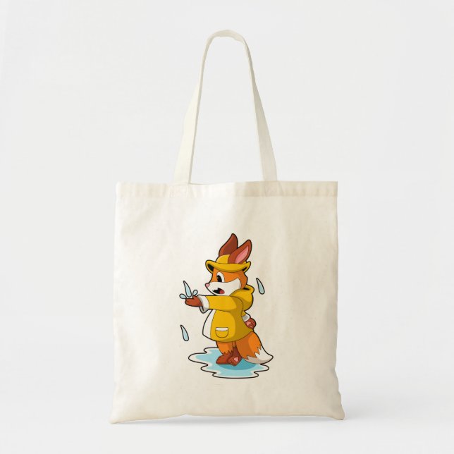 Tote Bag Renard à la pluie avec gouttes de pluie (Devant)