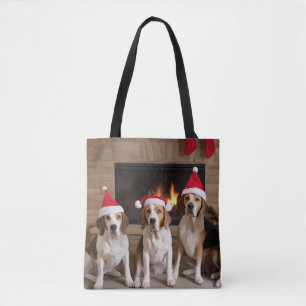 Tote Bag Renard américain Feu de cheminée Noël