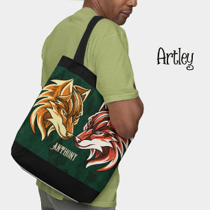 Tote Bag Renard Amis Ennemis Couple Amis Nom personnalisé