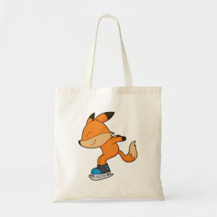Tote Bag Renard au patinage sur glace avec patins sur glace