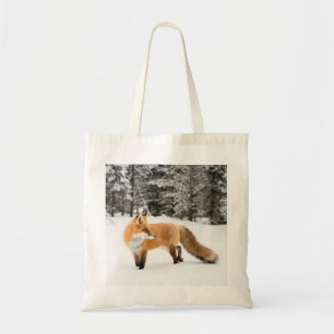 Tote Bag Renard rouge en neige blanche