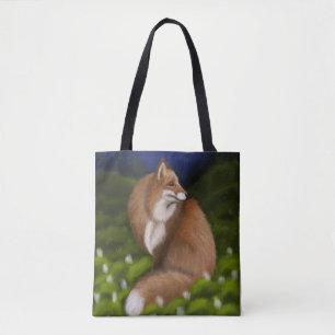 Tote Bag Renard sur la Lune dans Midnight Woods