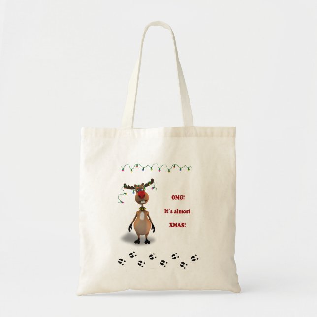 Tote Bag Renne flairé rouge de Noël drôle (Devant)