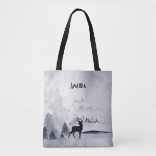 Tote Bag Rennes dans l'Aquarelle gris sauvage Noël