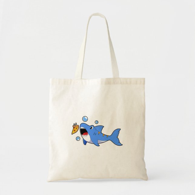 Tote Bag Requin avec pizza comme appât (Devant)