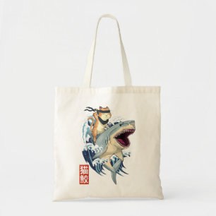 Tote Bag requin chat japonais rétro Samurai Vintage Kanagaw