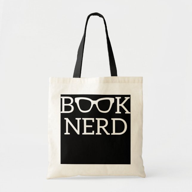 Tote Bag Réserver Nerd lunettes amusant Lecteur Bibliothéca (Devant)