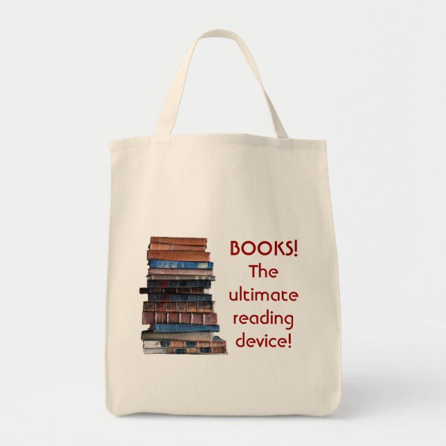 Tote Bag Réservez la Sac-Pile de vieux livres/de dispositif (Devant)