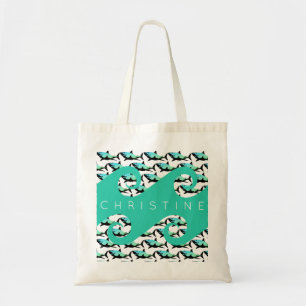 Tote Bag Ressacs nageant la plage personnalisée par requin