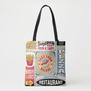 Tote Bag Restaurants et dîners restauration rapide panneaux